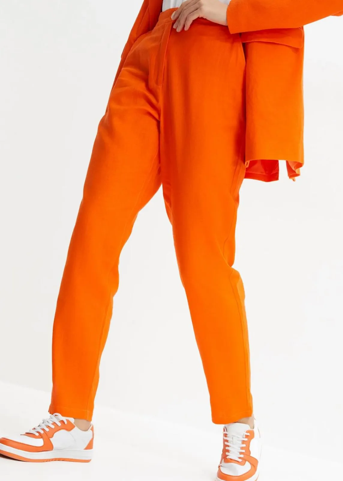 bonprix Bekleidung·Kleider|Hosen^Verkürzte High-Waist-Hose aus Leinen-Viskose-Mix warmorange