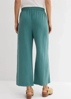 bonprix Hosen|Bekleidung·Kleider^Verkürzte Hose aus weichem Viskose-Mix graugrün