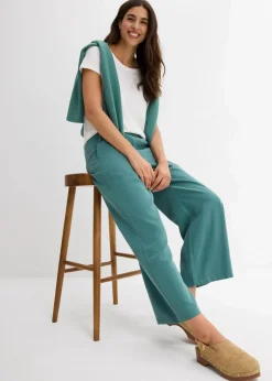 bonprix Hosen|Bekleidung·Kleider^Verkürzte Hose aus weichem Viskose-Mix graugrün