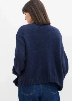 bonprix Pullover & Strickjacken|Bekleidung·Jeans^Verkürzte Oversize Grobstrickjacke dunkelblau