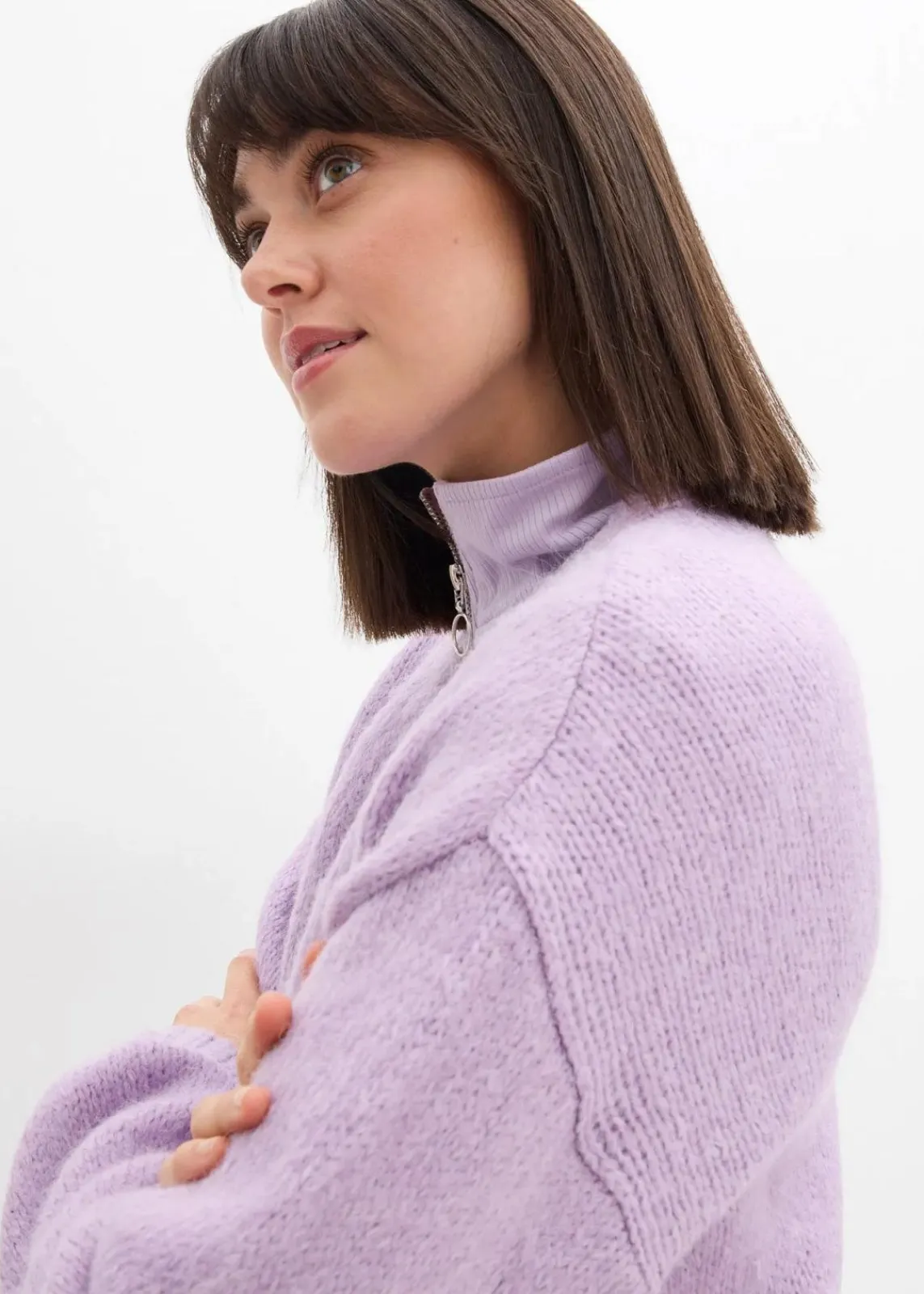 bonprix Bekleidung·Umstandsmode|Strickmode^Verkürzte Oversize Grobstrickjacke zartflieder