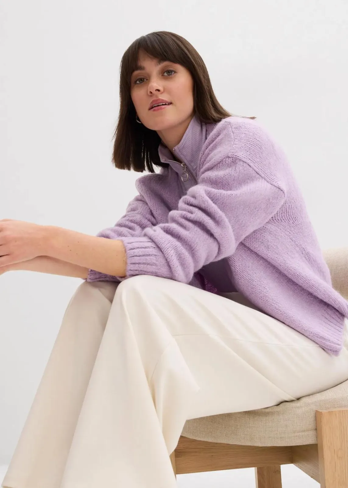 bonprix Bekleidung·Umstandsmode|Strickmode^Verkürzte Oversize Grobstrickjacke zartflieder