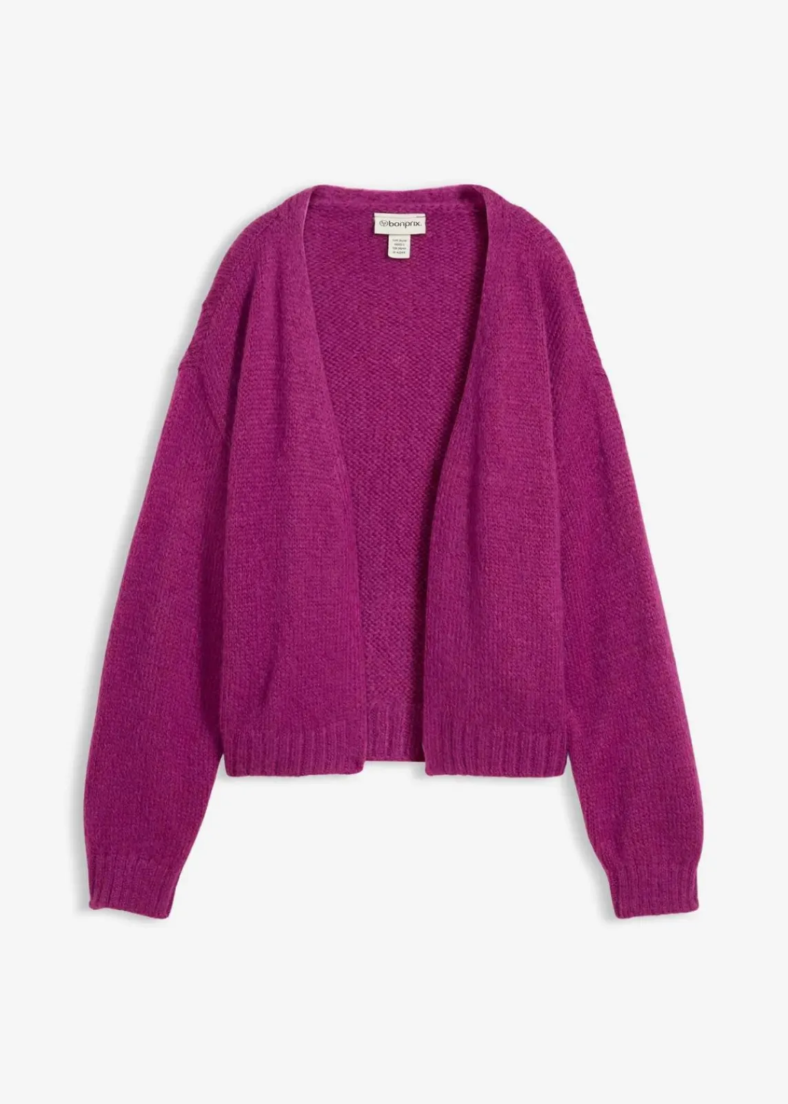 bonprix Bekleidung·Umstandsmode|Strickmode^Verkürzte Oversize Grobstrickjacke dunkelfuchsia