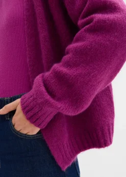 bonprix Bekleidung·Umstandsmode|Strickmode^Verkürzte Oversize Grobstrickjacke dunkelfuchsia