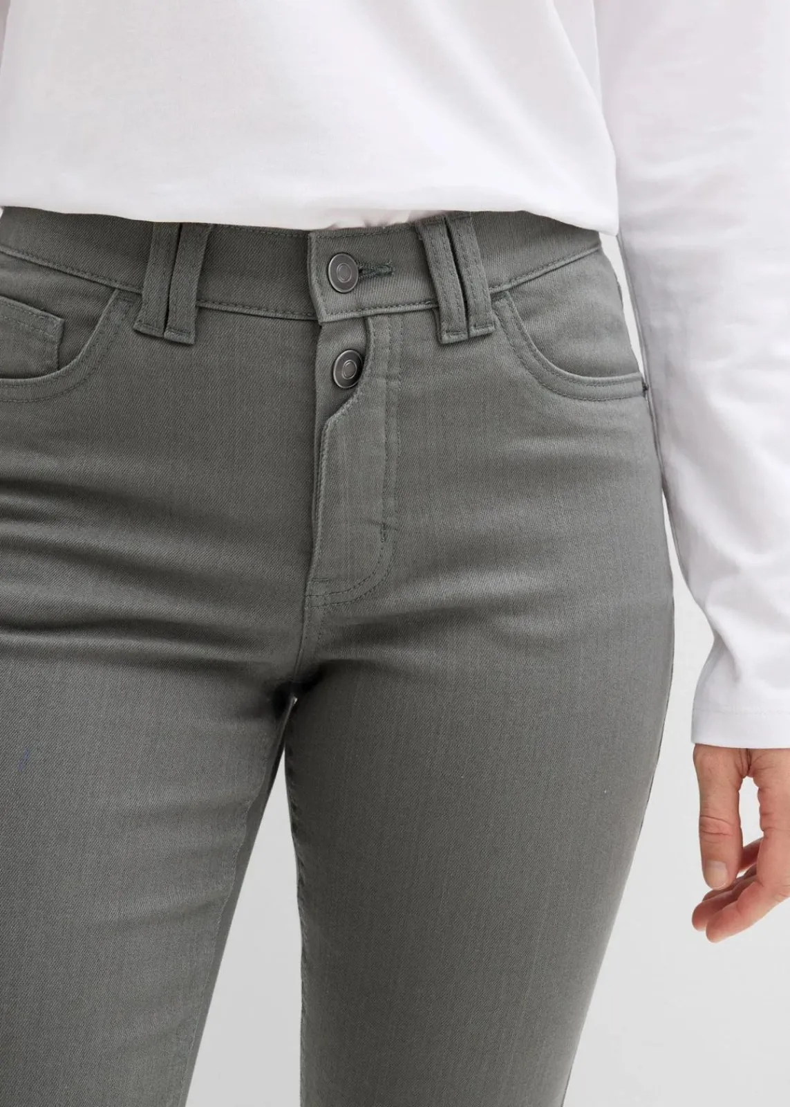 bonprix Bekleidung·Kleider|Hosen^verkürzte Twill-Hose eukalyptusgrün