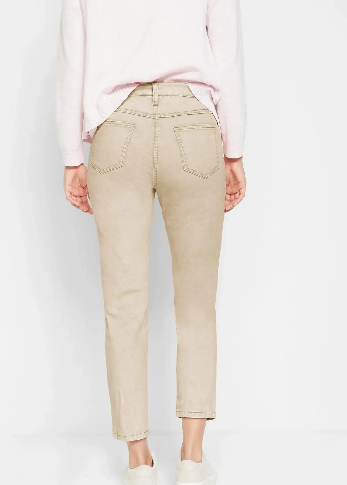bonprix Bekleidung·Kleider|Hosen^Verkürzte Twill-Hose im Used-Look hellsand