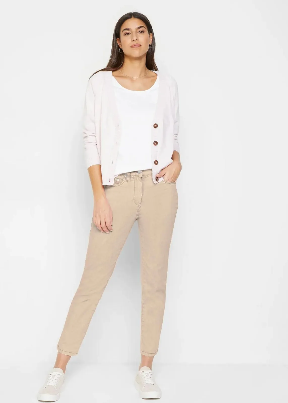 bonprix Bekleidung·Kleider|Hosen^Verkürzte Twill-Hose im Used-Look hellsand