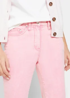 bonprix Hosen|Bekleidung·Kleider^Verkürzte Twill-Hose im Used-Look knallrosa