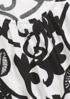 bonprix Nachhaltigere Materialien|Shirts & Tops^verkürztes Blusentop aus fließender Viskose wollweiß/schwarz floral