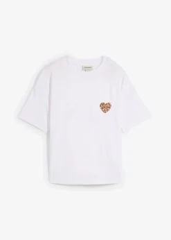 bonprix Shirts & Tops^Verkürztes Shirt mit überschnittener Schulter weiß/beige