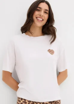 bonprix Shirts & Tops^Verkürztes Shirt mit überschnittener Schulter weiß/beige