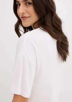 bonprix Shirts & Tops^Verkürztes Shirt mit überschnittener Schulter weiß/beige