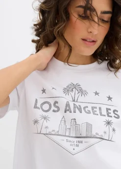 bonprix Shirts & Tops^Verkürztes T-Shirt aus Jersey weiß/schwarz bedruckt