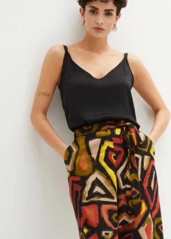 bonprix Bekleidung·Kleider|Hosen^Viscose-Culotte karminrot/schwarz graphisch bedruckt
