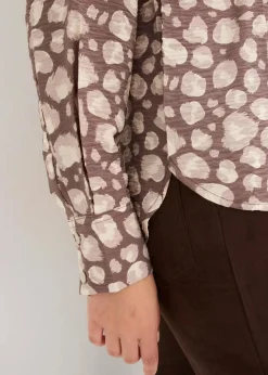 bonprix Blusen & Tuniken|Bekleidung·Jacken & Mäntel^Viskose- Bluse mit Fledermausärmeln mittelbraun/naturstein/kieselbeige leo bedruckt