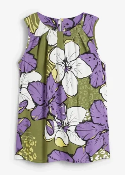 bonprix Shirts & Tops|Blusen & Tuniken^Viskose Blusentop lila/dunkelkhaki floral