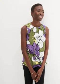 bonprix Shirts & Tops|Blusen & Tuniken^Viskose Blusentop lila/dunkelkhaki floral