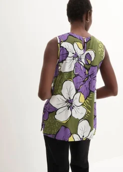bonprix Shirts & Tops|Blusen & Tuniken^Viskose Blusentop lila/dunkelkhaki floral