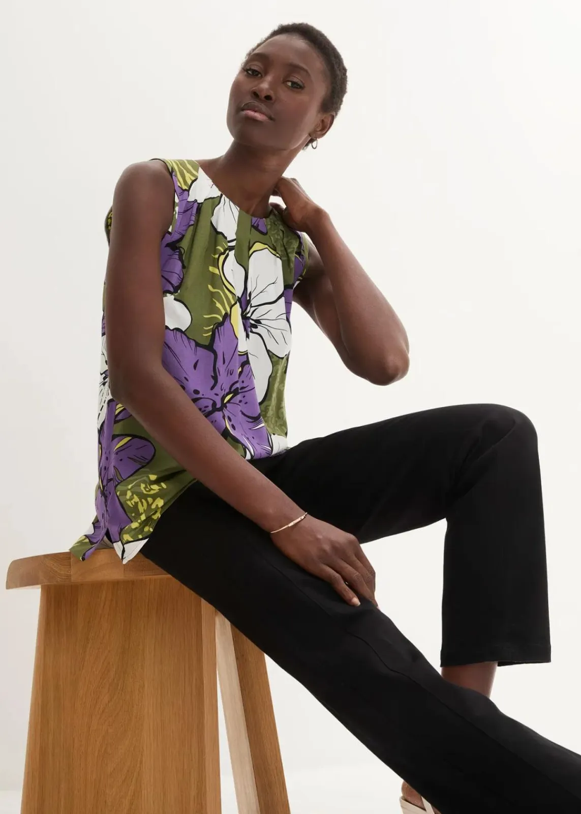 bonprix Shirts & Tops|Blusen & Tuniken^Viskose Blusentop lila/dunkelkhaki floral