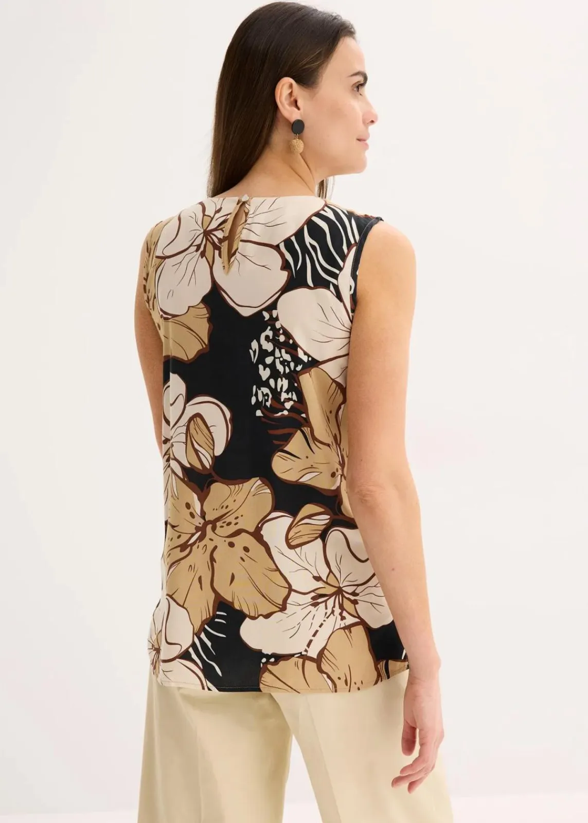 bonprix Shirts & Tops|Blusen & Tuniken^Viskose Blusentop schwarz/naturbeige/gewürzbraun/new beige geblümt