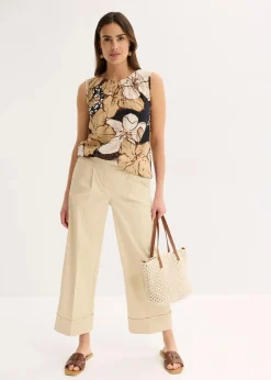 bonprix Shirts & Tops|Blusen & Tuniken^Viskose Blusentop schwarz/naturbeige/gewürzbraun/new beige geblümt