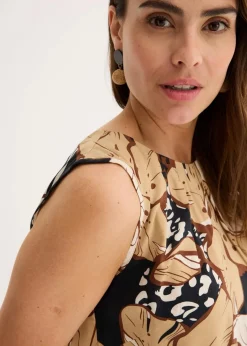 bonprix Shirts & Tops|Blusen & Tuniken^Viskose Blusentop schwarz/naturbeige/gewürzbraun/new beige geblümt