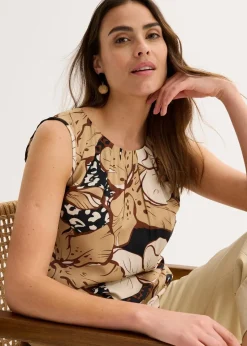 bonprix Shirts & Tops|Blusen & Tuniken^Viskose Blusentop schwarz/naturbeige/gewürzbraun/new beige geblümt