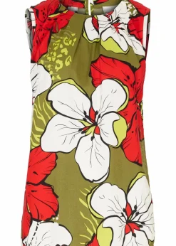 bonprix Bekleidung·Jacken & Mäntel|Blusen & Tuniken^Viskose Blusentop erdbeere/dunkelkhaki floral