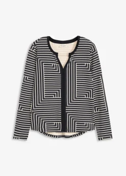 bonprix Shirts & Tops^Viskose Langarmshirt schwarz/naturbeige graphisch bedruckt