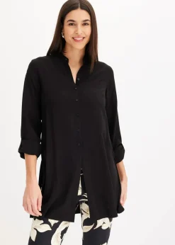 bonprix Bekleidung·Jacken & Mäntel|Nachhaltigere Materialien^Viskose Longbluse schwarz