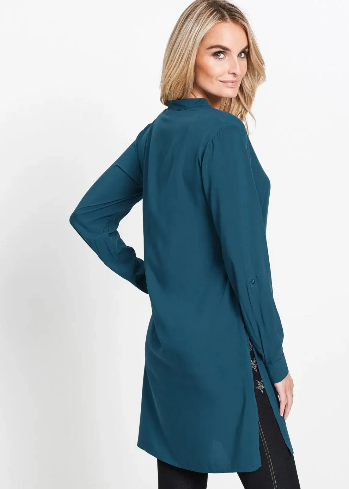 bonprix Blusen & Tuniken|Nachhaltigere Materialien^Viskose Longbluse blaupetrol