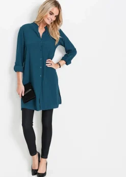 bonprix Blusen & Tuniken|Nachhaltigere Materialien^Viskose Longbluse blaupetrol