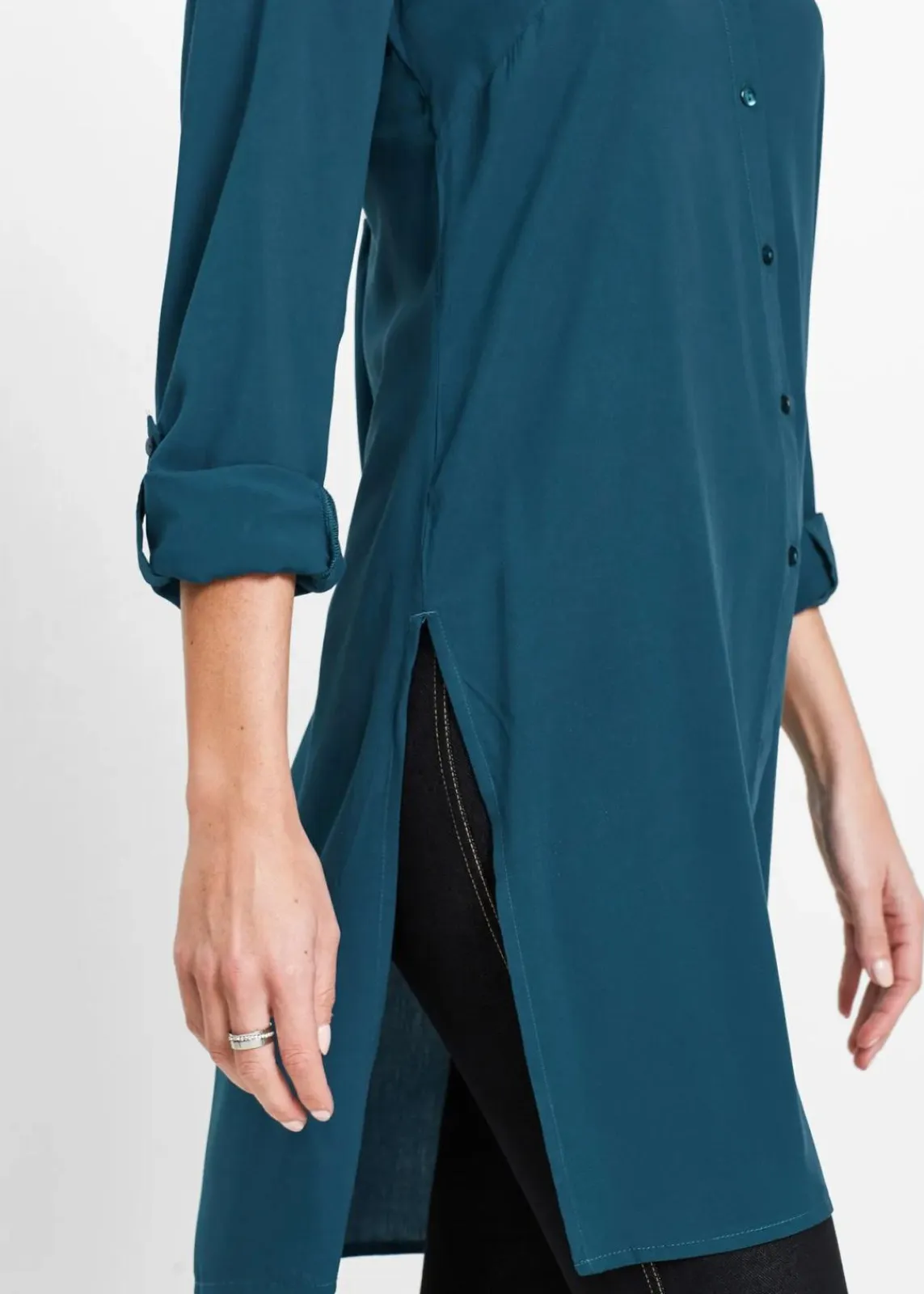 bonprix Blusen & Tuniken|Nachhaltigere Materialien^Viskose Longbluse blaupetrol