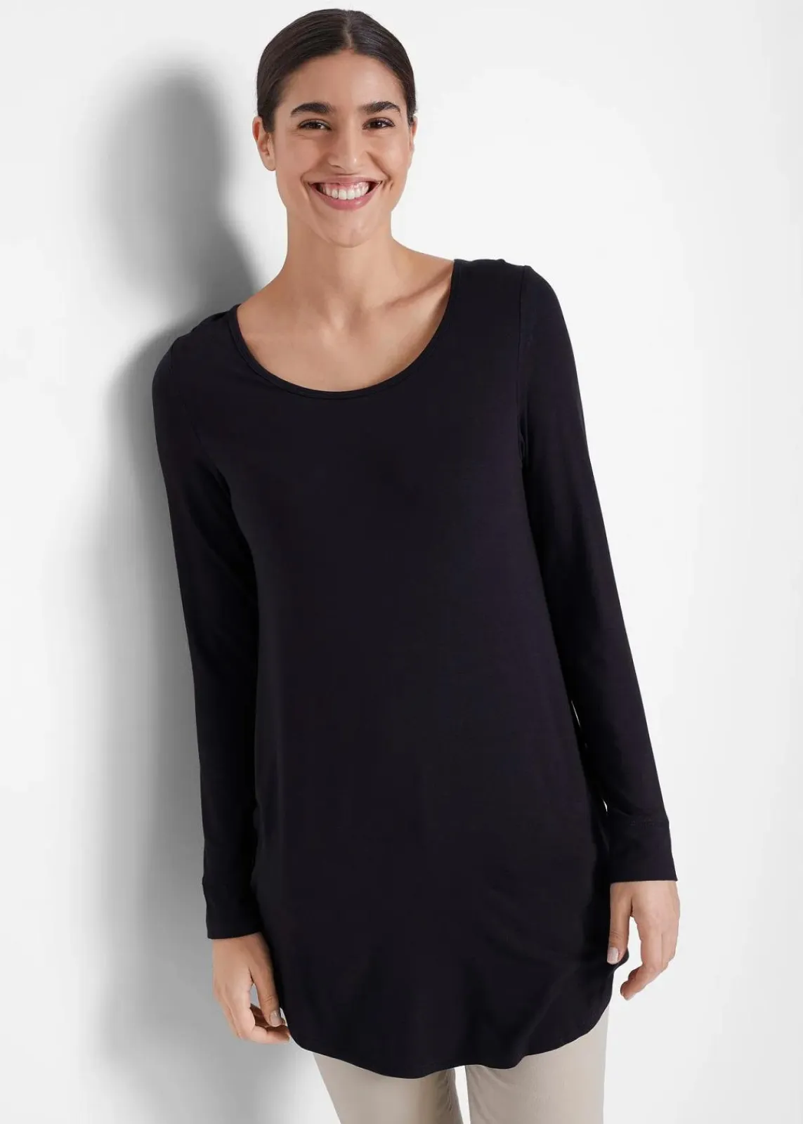 bonprix Shirts & Tops^Viskose Longshirt, Langarm schwarz