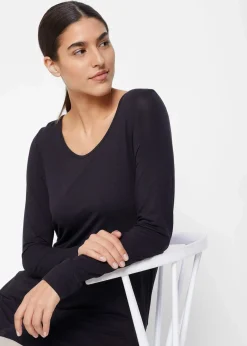 bonprix Shirts & Tops^Viskose Longshirt, Langarm schwarz