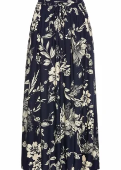 bonprix Bekleidung·Sportbekleidung|Röcke^Viskose Maxirock dunkelblau/kieselbeige floral