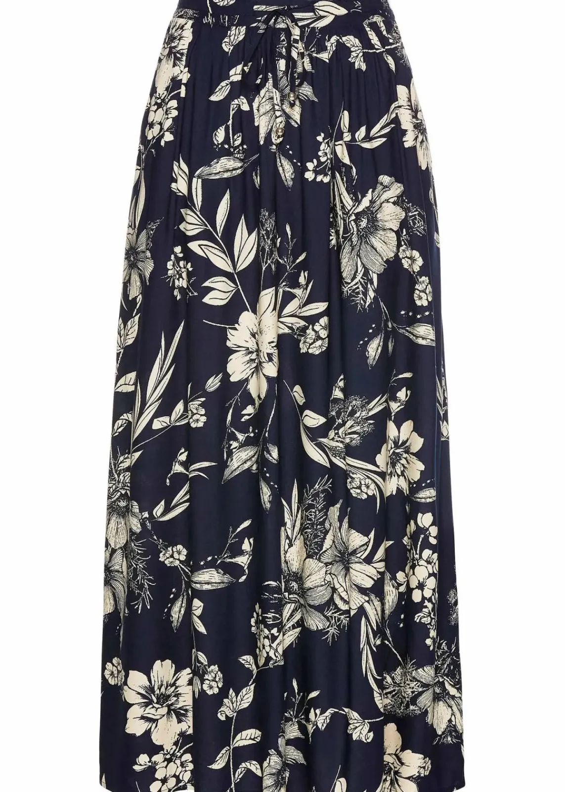 bonprix Bekleidung·Sportbekleidung|Röcke^Viskose Maxirock dunkelblau/kieselbeige floral