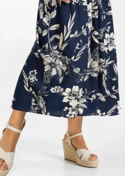 bonprix Bekleidung·Sportbekleidung|Röcke^Viskose Maxirock dunkelblau/kieselbeige floral