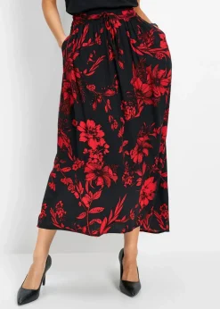 bonprix Röcke|Bekleidung·Sportbekleidung^Viskose Maxirock schwarz/rot floral
