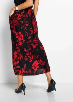 bonprix Röcke|Bekleidung·Sportbekleidung^Viskose Maxirock schwarz/rot floral