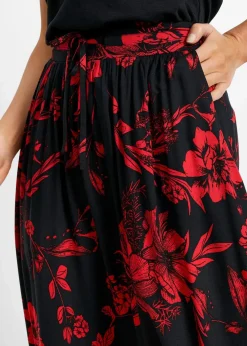 bonprix Röcke|Bekleidung·Sportbekleidung^Viskose Maxirock schwarz/rot floral