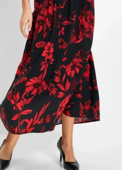 bonprix Röcke|Bekleidung·Sportbekleidung^Viskose Maxirock schwarz/rot floral