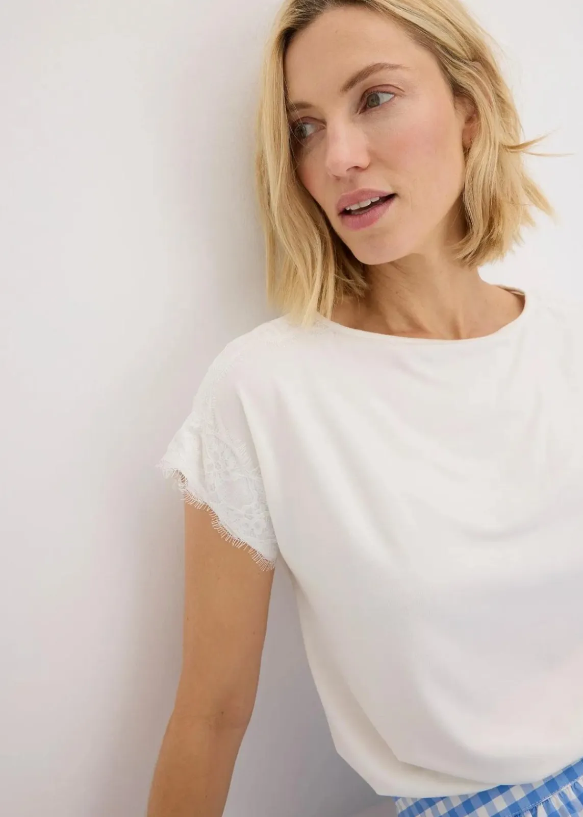 bonprix Shirts & Tops^Viskose Shirt mit Spitze wollweiß