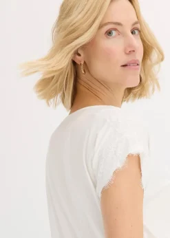 bonprix Shirts & Tops^Viskose Shirt mit Spitze wollweiß