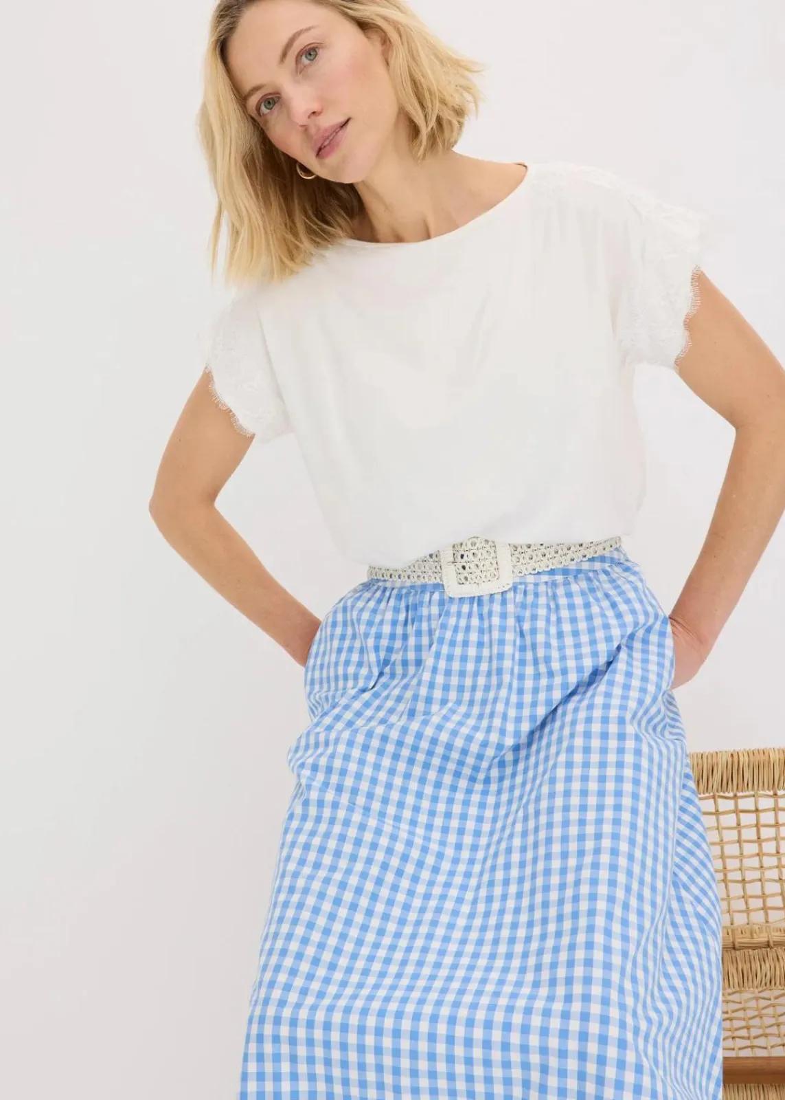 bonprix Shirts & Tops^Viskose Shirt mit Spitze wollweiß