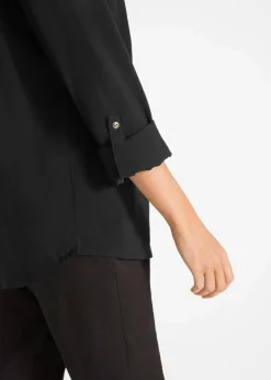 bonprix Bekleidung·Jacken & Mäntel|Blusen & Tuniken^Viskose-Bluse mit V-Ausschnitt, langarm schwarz