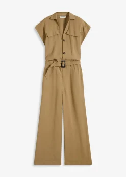 bonprix Bekleidung·Homewear|Jumpsuits^Viskose-Jumpsuit mit Bindeband khakibraun