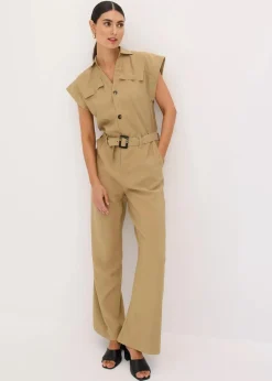 bonprix Bekleidung·Homewear|Jumpsuits^Viskose-Jumpsuit mit Bindeband khakibraun