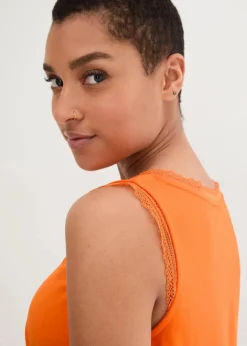 bonprix Shirts & Tops^Viskose-Top mit Spitze warmorange