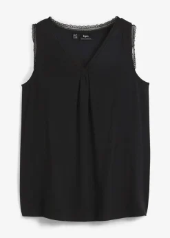 bonprix Shirts & Tops^Viskose-Top mit Spitze schwarz